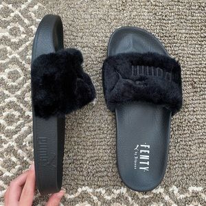 authentic fenty puma by rihanna leadcat fur slides